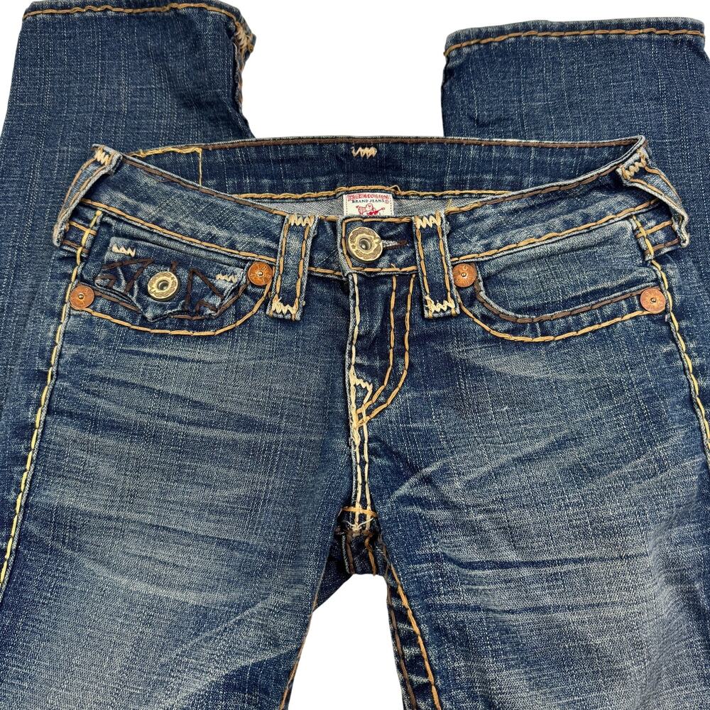 True Religion VTG Y2K Low-Rise Embroidered Stitch Detail Jeans Women's Size 27 - Picture 4 of 9